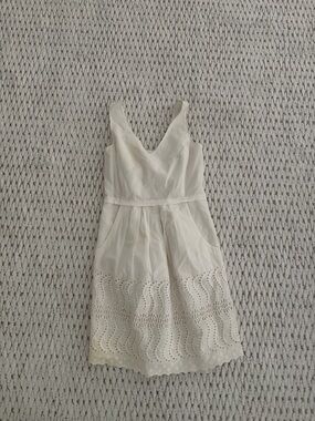 J. Crew Cream Sleeveless V-Neck Eyelet Dress